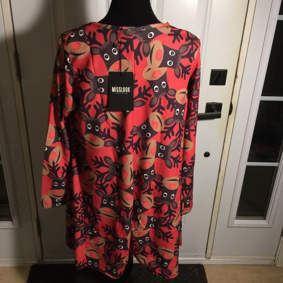 Misslook Ladies Tunic Top Size XL Holiday Reindeer - Picture 4 of 11